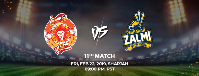 Islamabad United VS Peshawar Zalmi 11th Match (PSL 2019)