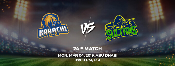 Karachi Kings VS Multan Sultans 24th Match (PSL 2019)