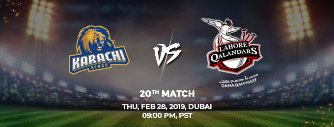 Karachi Kings VS Lahore Qalandars 20th Match (PSL 2019)