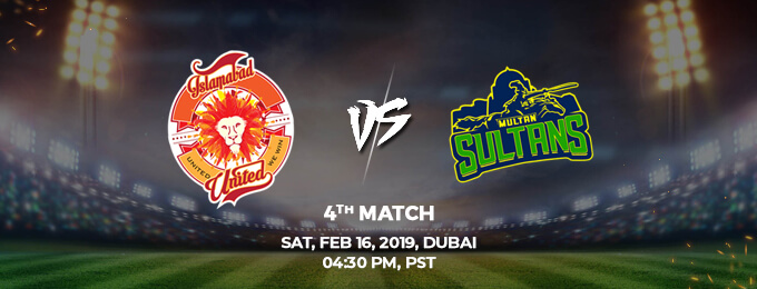 Islamabad United VS Multan Sultans 4th Match (PSL 2019)