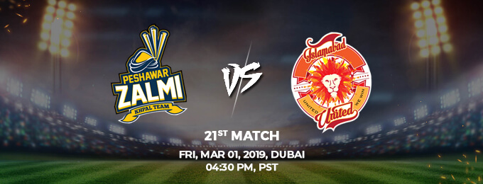 Peshawar Zalmi VS Islamabad United 21st Match (PSL 2019)