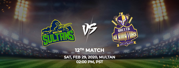 Multan Sultans vs Quetta Gladiators 12th Match (PSL 2020)